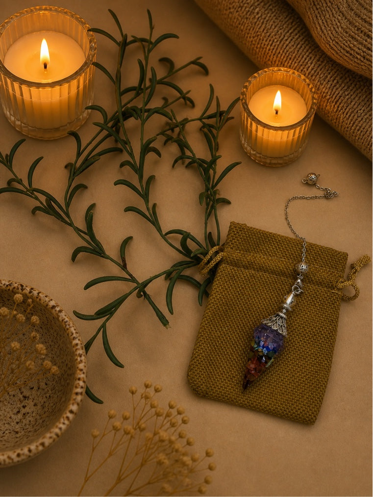 Pendel mit verschiedenen Steinen – Intuition, Klarheit & positive Energie