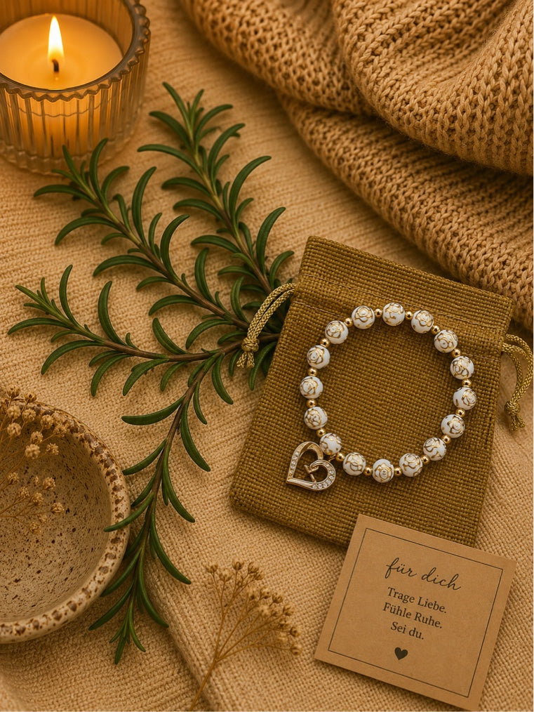 ✨ Kugelarmband Weiß Liebe – Ein Symbol für Selbstliebe & Herzenswärme ✨