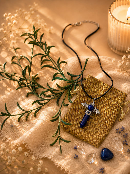 Engelsflügel Kette mit blauem Sandstein ✨💙