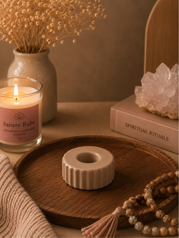 Kerzenständer aus Keramik – weiß oder taupe ✨