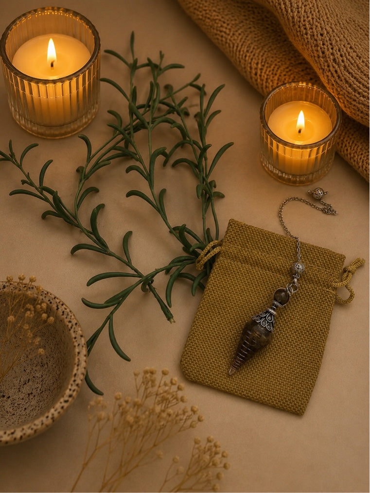Mystisches Pendel mit rotem Stein – Kraft, Intuition & spirituelle Klarheit ✨